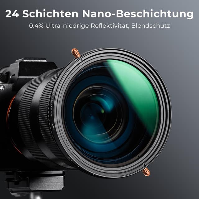 Detalle 2 de K&F CONCEPT Nano-D 2-in-1 ND & CPL Filter für 58mm – CPL + ND2–ND32 im Nano-D Design
