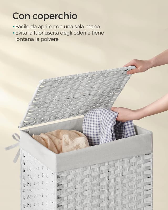 Detalle de SONGMICS Cestino 90 L con coperchio