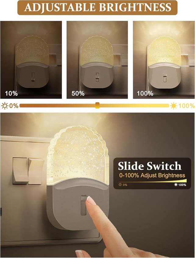 Detalle de Emeritpro Plug-in Night Light with Dusk to Dawn Sensor and Adjustable Brightness (Warm White, 1 Pack)