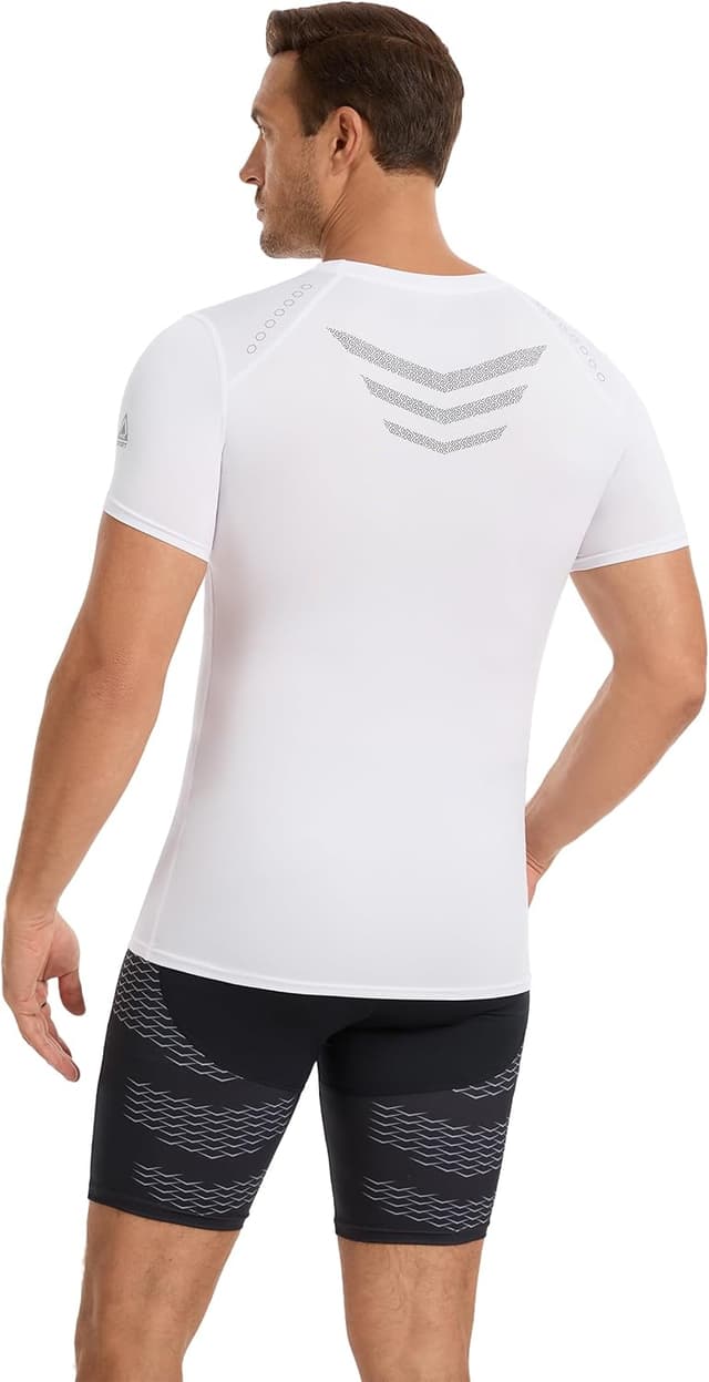 Detalle 2 de AMZSPORT Chemise de compression à manches courtes pour hommes – séchage rapide et tissu respirant