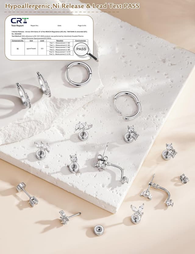 Detalle 2 de 7er-Set Ohrstecker, hypoallergen