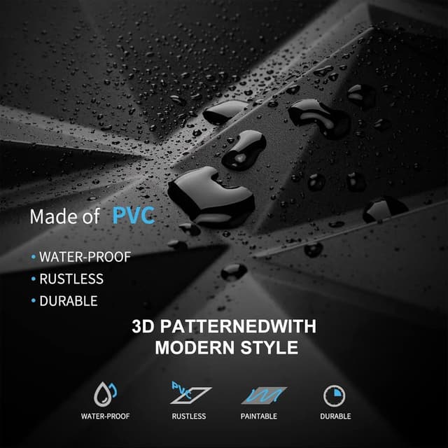 Thumbnail 2 de Lot de 12 panneaux muraux 3D noir