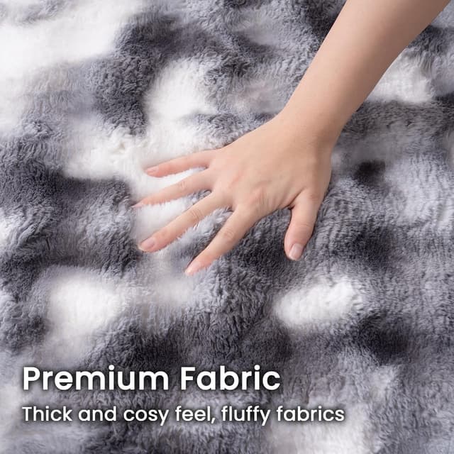 Detalle de Vamcheer Tapis salon gris à poils longs bubble tie-dye 200x290 – antidérapant, lavable en machine