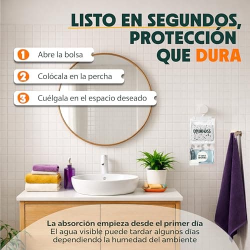 Detalle de Bolsas antihumedad DRYBOSS para armarios XL (pack 10, 2,5 kg) para absorber condensación y olores