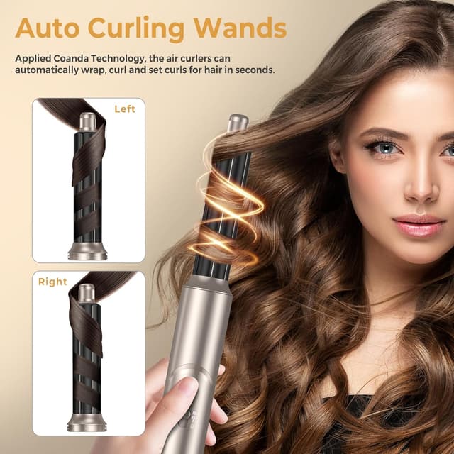 Detalle de Modellatori Capelli Spazzola ad Aria Calda 6 in 1 con Diffusore (platinum-oro)