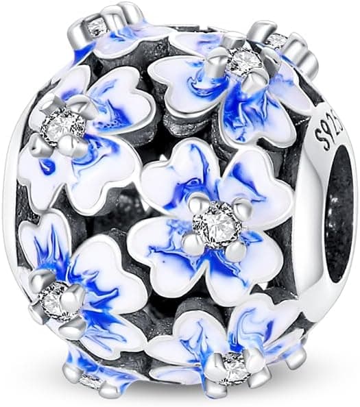 Detalle de KUNSIR Charm-Anhänger für Armband & Halskette aus 925 Sterling Silber mit Zirkonia (C16) – passend für europäische Charm-Armbänder