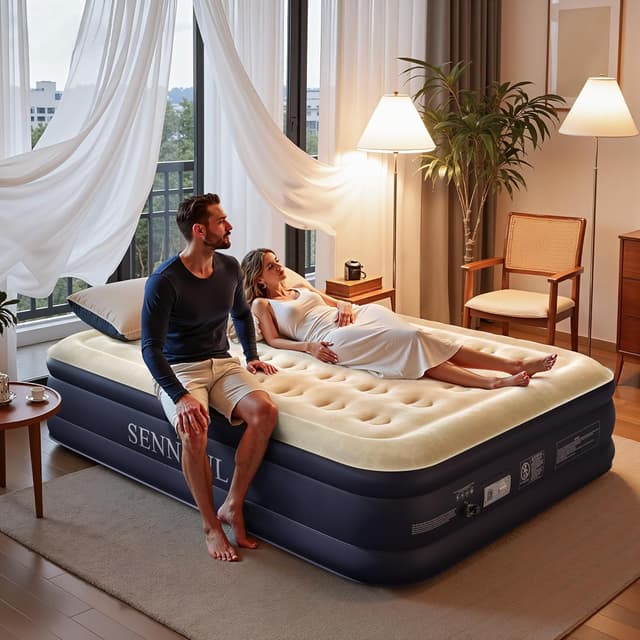 Detalle 2 de SENNOUL Air Mattress Queen 16" inflatable bed