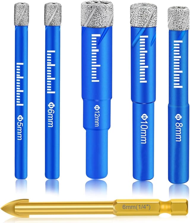 Detalle de SURFOU Diamantbohrer-Set für Fliesen – 5–12 mm (inkl. 6 mm Metall/Porzellanbohrer)