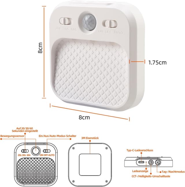 Detalle 2 de da LIGHT Led Nachtlicht mit Bewegungsmelder – 2 Stück