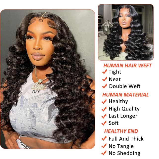 Detalle 2 de AAKJJ Deep Wave 13x4 HD Lace Front Wig (200% Density) — Glueless, Pre-Plucked, 26 Inch
