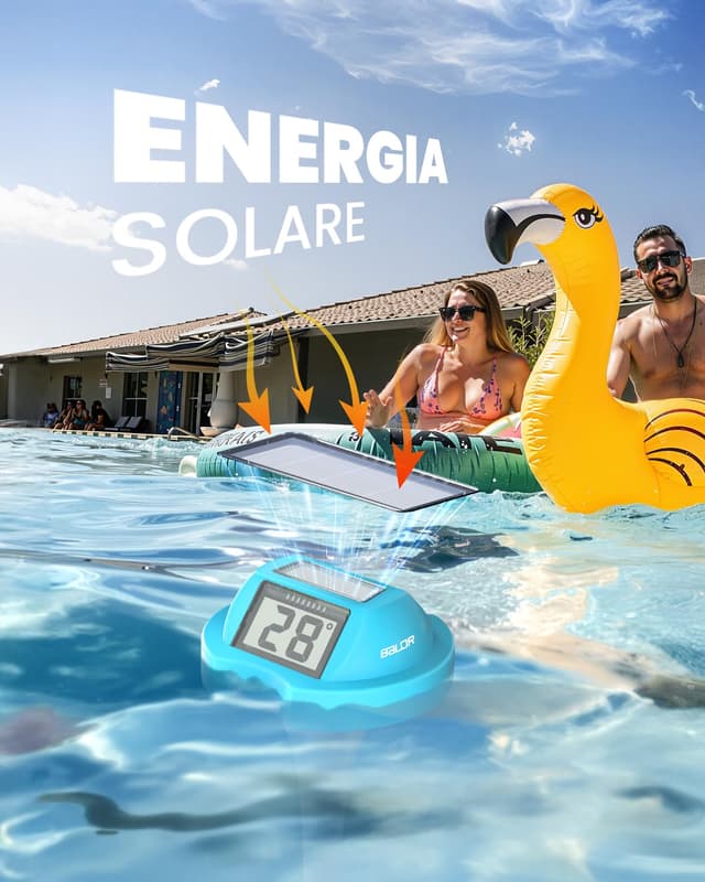 Detalle 2 de Termometro galleggiante Baldr Solare con doppio display anti-riflesso IPX7 per piscine e SPA (blu)