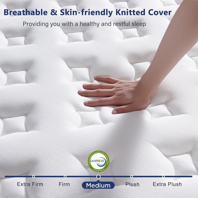 Detalle de SEZMOONSI King Size Hybrid Mattress (Gel Memory Foam + Pocket Springs) 150x200x27cm