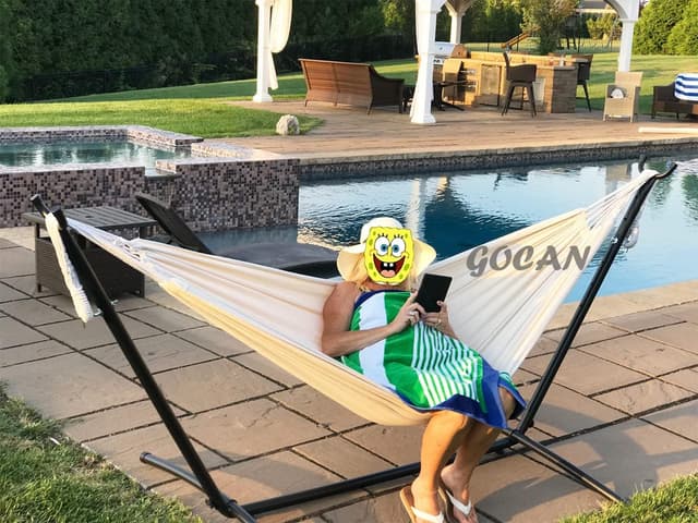 Thumbnail 6 de GOCAN Brazilian Double Hammock for 2, Extra Large canvas cotton (Beige) – 220x150cm, 330cm total length, up to 300kg