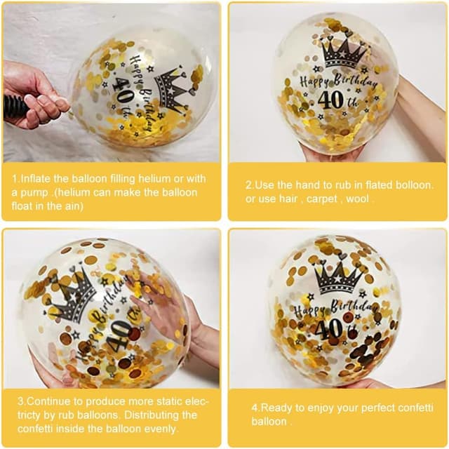 Detalle de 14-Piece 40th Happy Birthday Decorations Kit with 9ft Banner, Triangle Flags, Confetti Balloons