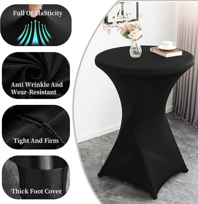 Detalle 2 de Stretch Stehtisch Husse 3er Set Weiß