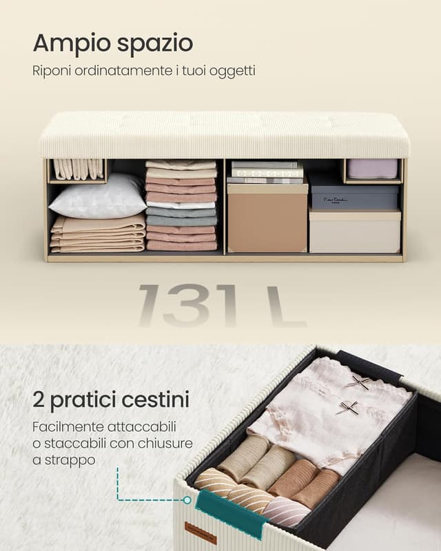 Detalle 2 de SONGMICS panca contenitore 110 cm