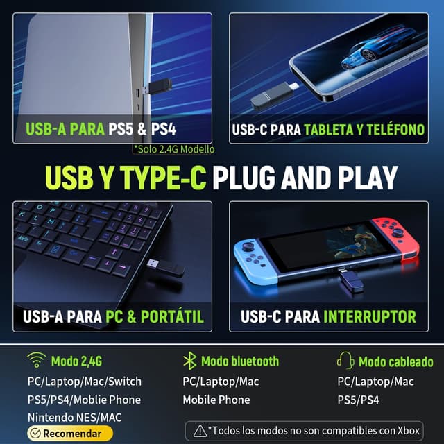 Thumbnail 5 de Tatybo Cascos Gaming 40h inalámbricos