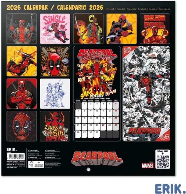 Detalle 2 de Grupo Erik Calendario 2026 Deadpool 30x30 cm 🗓