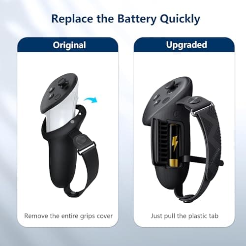 Detalle 2 de AMVR Funda de agarre para mando Meta/Oculus Quest 3/3S (tamaño estándar), con tapa de batería y protector