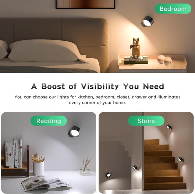 Detalle de LED Wall Lights remote, 2 pack 3000mAh