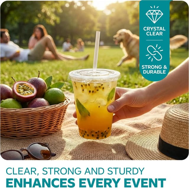 Thumbnail 4 de GUSTO 16 oz Clear Plastic Cups 100 Sets 🥤