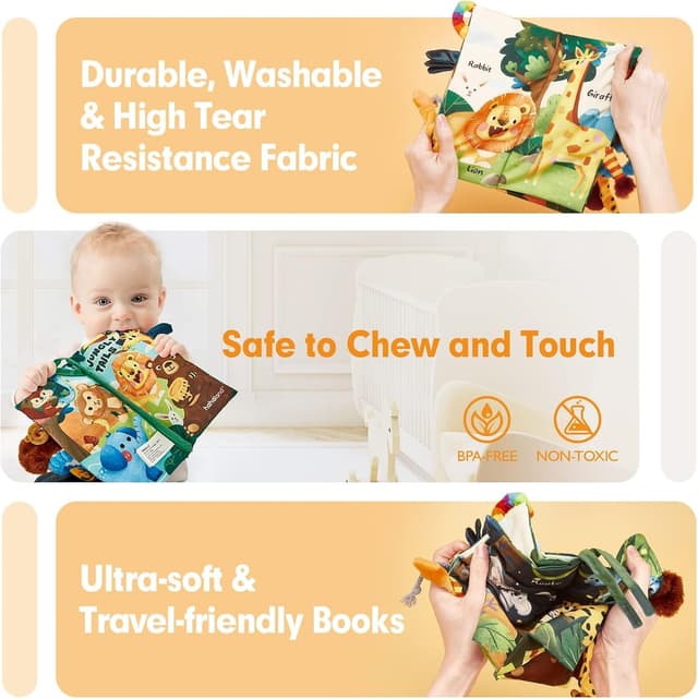 Detalle de hahaland Jungle Tails sensory baby book for 0–12 months