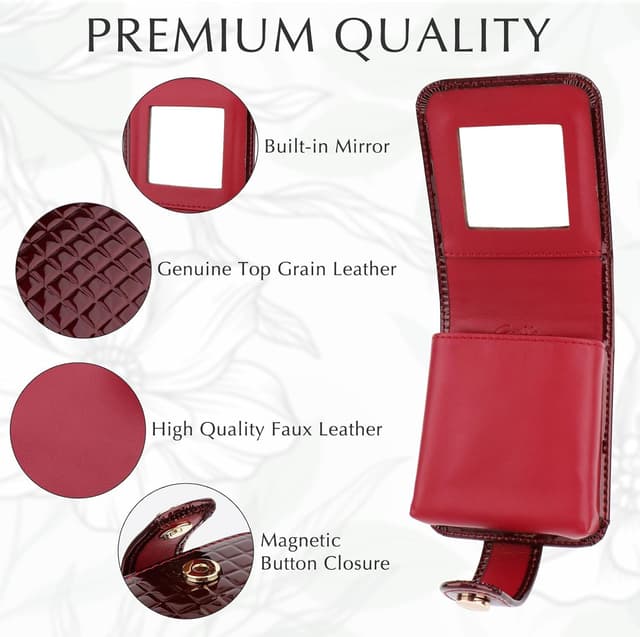 Detalle 2 de Kilofly Genuine Leather Lipstick Case for Cosmetics 💄