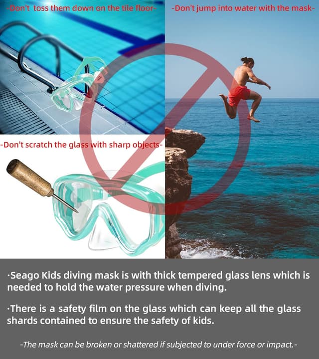 Thumbnail 6 de Seago Kids Swim Goggles Snorkel Diving Mask (Ages 5–15) with Anti-Fog 180° Clear View