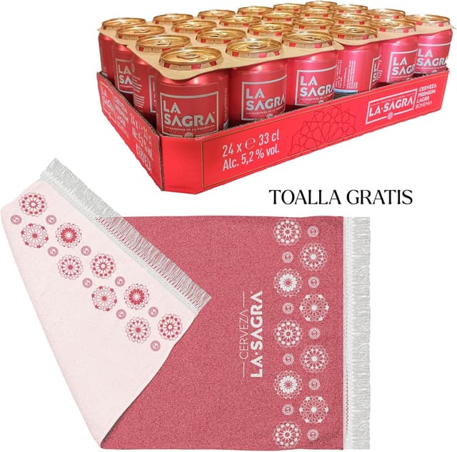 Thumbnail 1 de La Sagra Lager Pilsner 🍺 Caja 24x330ml + Toalla Regal