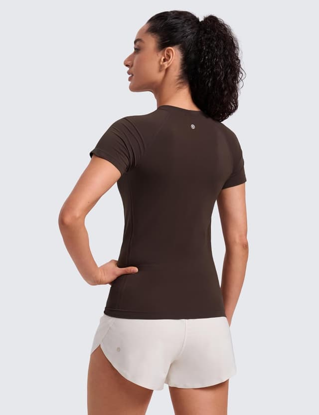 Detalle 2 de CRZ YOGA Women’s Seamless Sports T Shirts – breathable short sleeve gym & running top