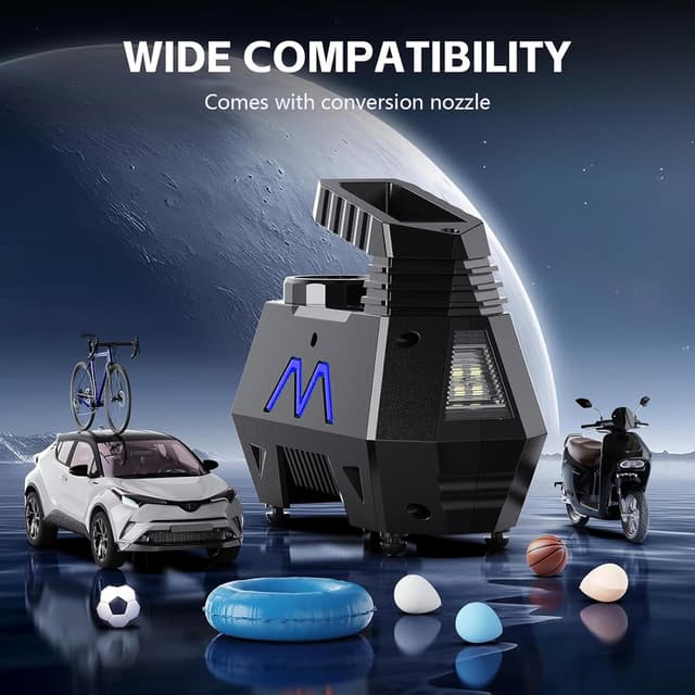 Thumbnail 6 de Motorenbau Gonfleur de pneus portable 12 V avec manomètre numérique et LED (jusqu’à 150 PSI)