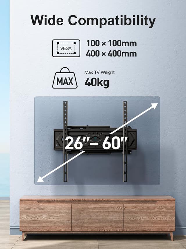 Detalle 2 de PERLESMITH TV Wandhalterung 26–60" für Fernseher bis 40 kg