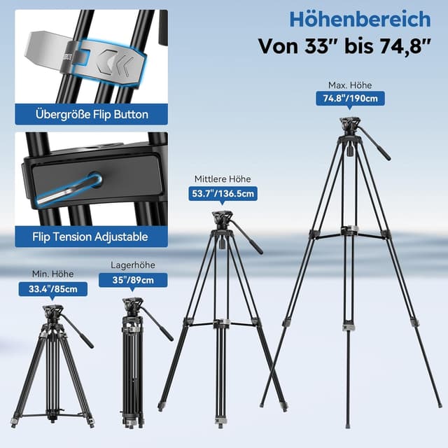 Detalle 2 de Sirui AVT-02 Video-Stativ 190 cm