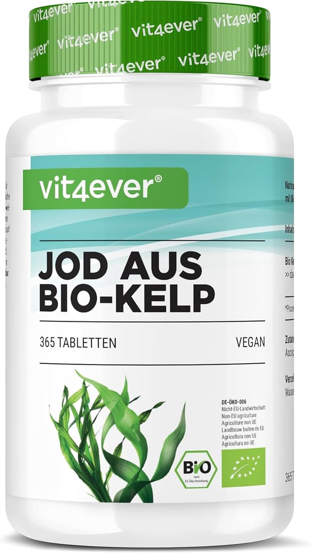 Detalle de vit4ever Bio Kelp mit natürlichem Jod (200 µg) – 365 Tabletten, vegan