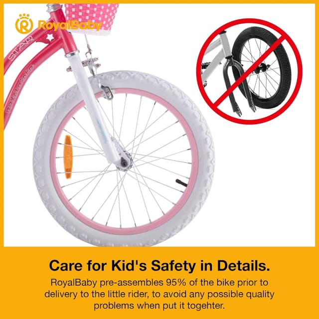 Detalle 2 de RoyalBaby Girls Stargirl 14-Inch Bike with Training Wheels (Star Pink)