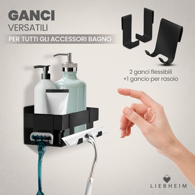 Thumbnail 3 de LIEBHEIM Porta Sapone Doccia mensola bagno nero