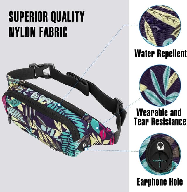 Detalle de WATERFLY Bauchtasche/Hüfttasche für Herren & Damen – kleine Gürteltasche mit Verlängerungsgurt, Outdoor & Reise