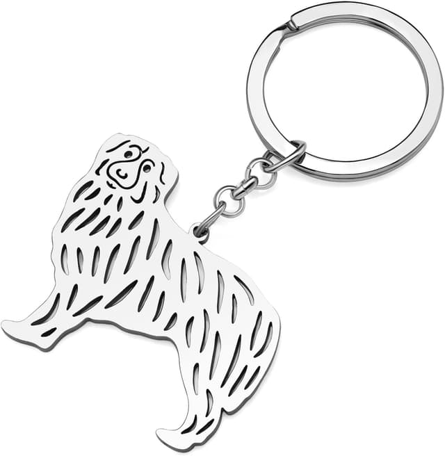 Detalle de YAYAKO Stainless Steel Dog Keychain Wallet for Car Keys (Gold or Silver Plated) in Velvet Gift Bag
