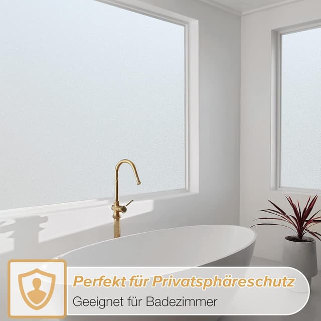 Detalle de rabbitgoo Milchglasfolie blickdicht mit Gitterdesign, selbsthaftend (75×200 cm) – Sichtschutz für Bad, Büro & Wohnzimmer