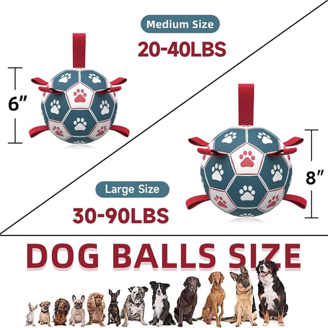 Detalle de HETOO Dog Soccer Ball (8 inch) – interactive tug and water toy with bounce, float and crinkle