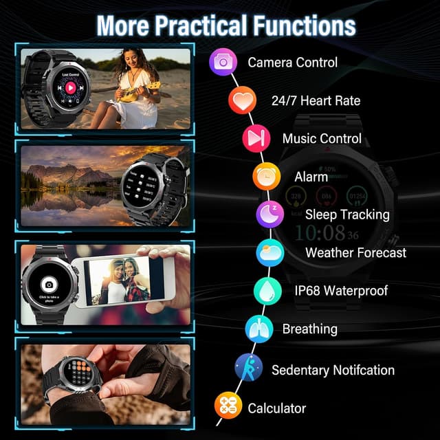 Thumbnail 4 de Military Smart Watch 1.39" HD, 110+ Sports