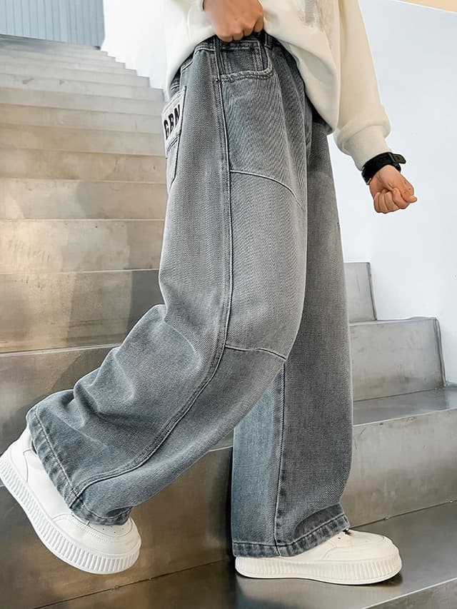 Detalle de Rolanko Baggy Jeans für Jungen – weites Bein mit elastischem Bund & mehreren Taschen