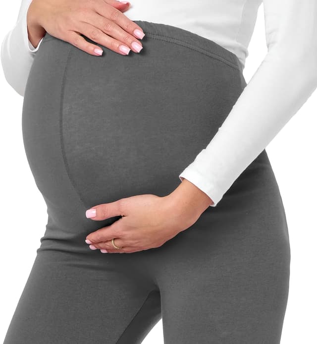 Detalle 2 de Be Mammy Lange Umstandsleggings aus Baumwolle – Umstandsunterhosen mit hohem Bund (BE20-230)