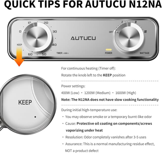 Thumbnail 2 de AUTUCU Electric Skillet 6-Quart, 1600W