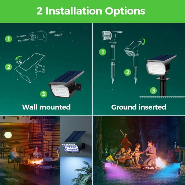 Detalle 2 de Solar RGB spot lights 3 pack, 20 LED