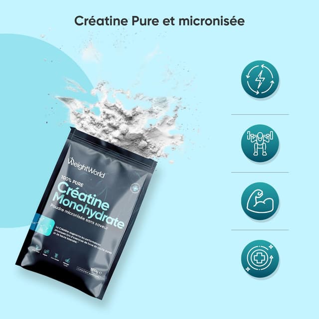 Detalle 2 de WeightWorld Creatine Monohydrate Poudre Pure micronisée sans goût – 300 g, vegan (100 portions)