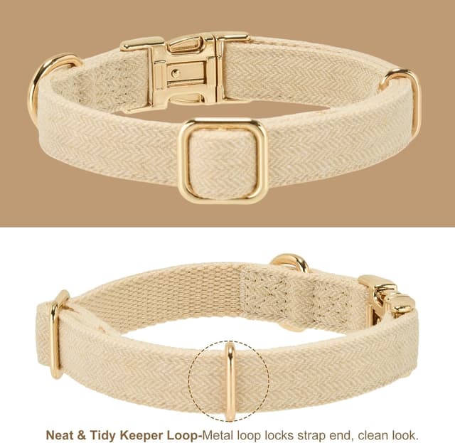 Detalle 2 de Petiry Tweed Dog Collar with Quick Release Buckle (Beige) – Adjustable 40–66cm