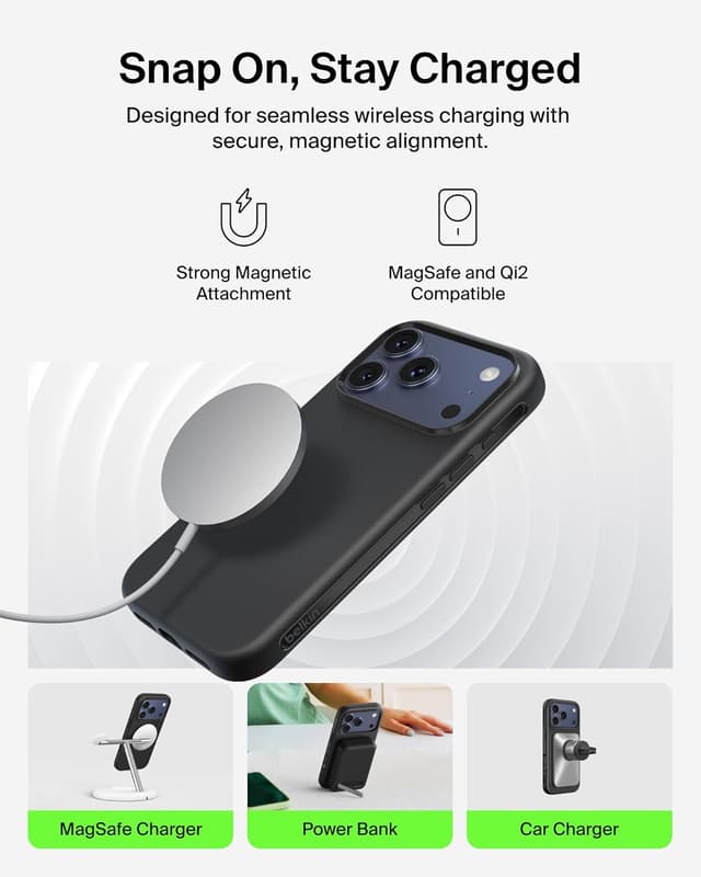 Detalle de Belkin SheerForce Protect MagSafe-Compatible iPhone 17 Pro Max Case (Black) – Slim, Transparent & Shockproof