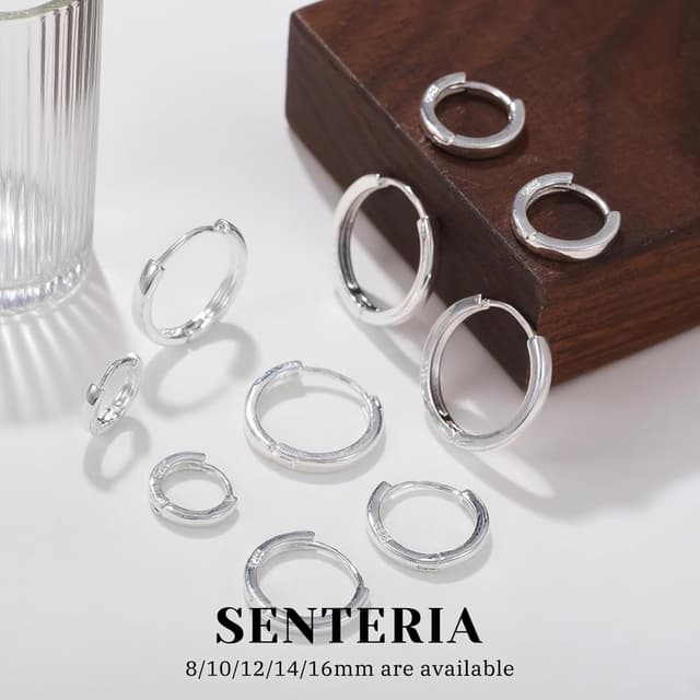 Detalle de Senteria 5 Paar kleine Creolen aus Silber (S925), hypoallergen – Größen 8/10/12/14/16 mm