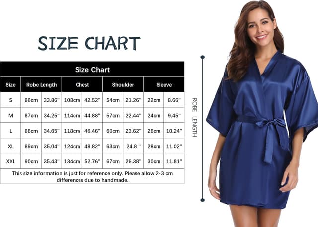 Detalle de Vlazom Kimono corto da donna in raso satin con scollo a V e cintura